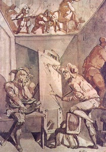 Buffoon by a portrait painter with glasses-Fussli 1757-59